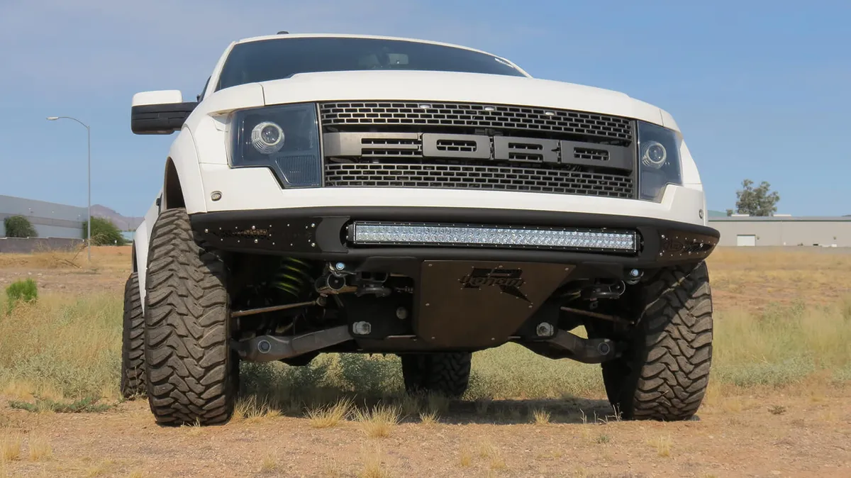 2010-2014 Raptor Venom R Front Bumper with 10 Dually mountsuniversal plate on top and 6 SR Mounts in Sides in Hammer Black with Satin Black Panels product image
