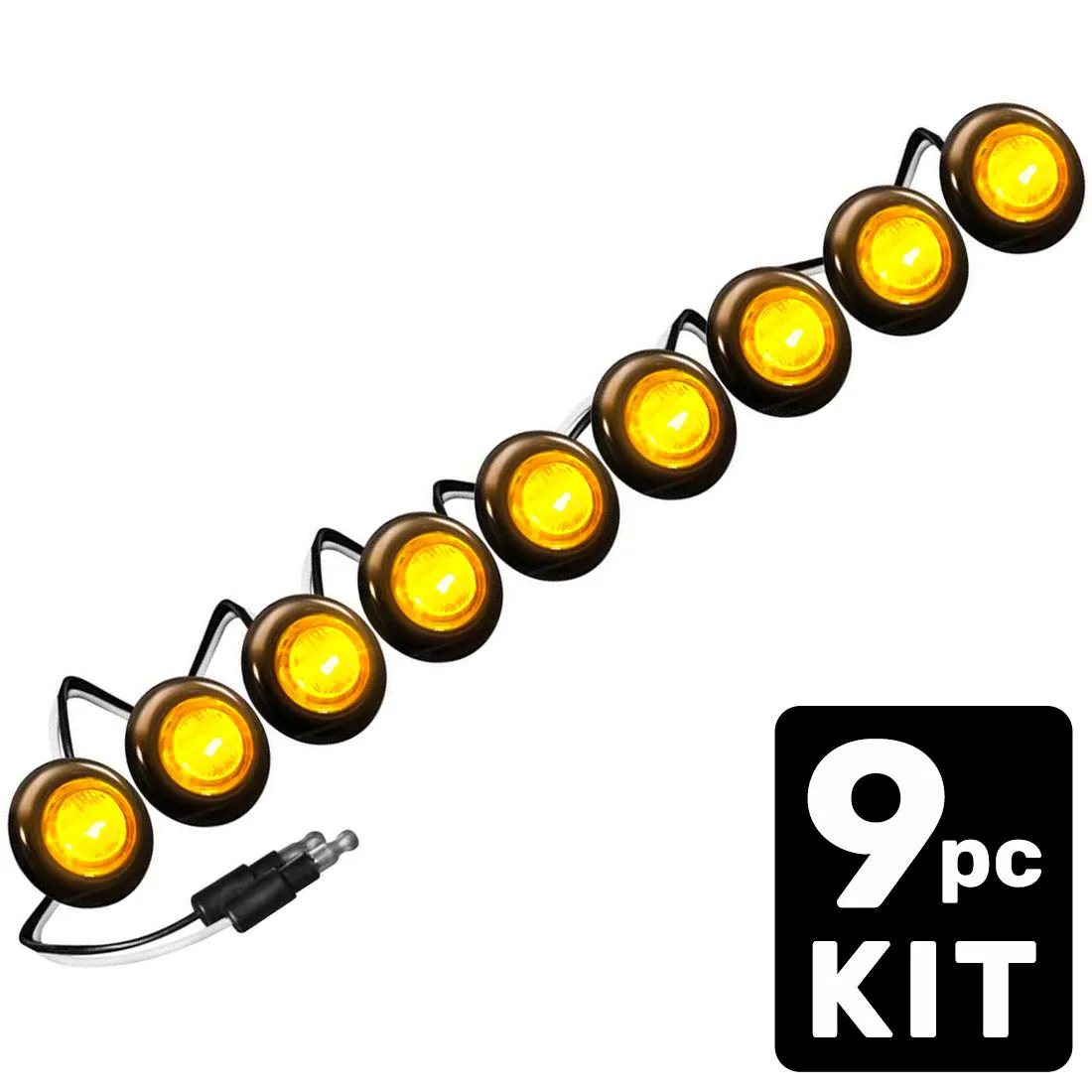 Universal Amber LED Front Lower Air Dam Light Kit with Smoked Lens and Black Bezel - 9pc Sequentially Connected LED Ligh product image