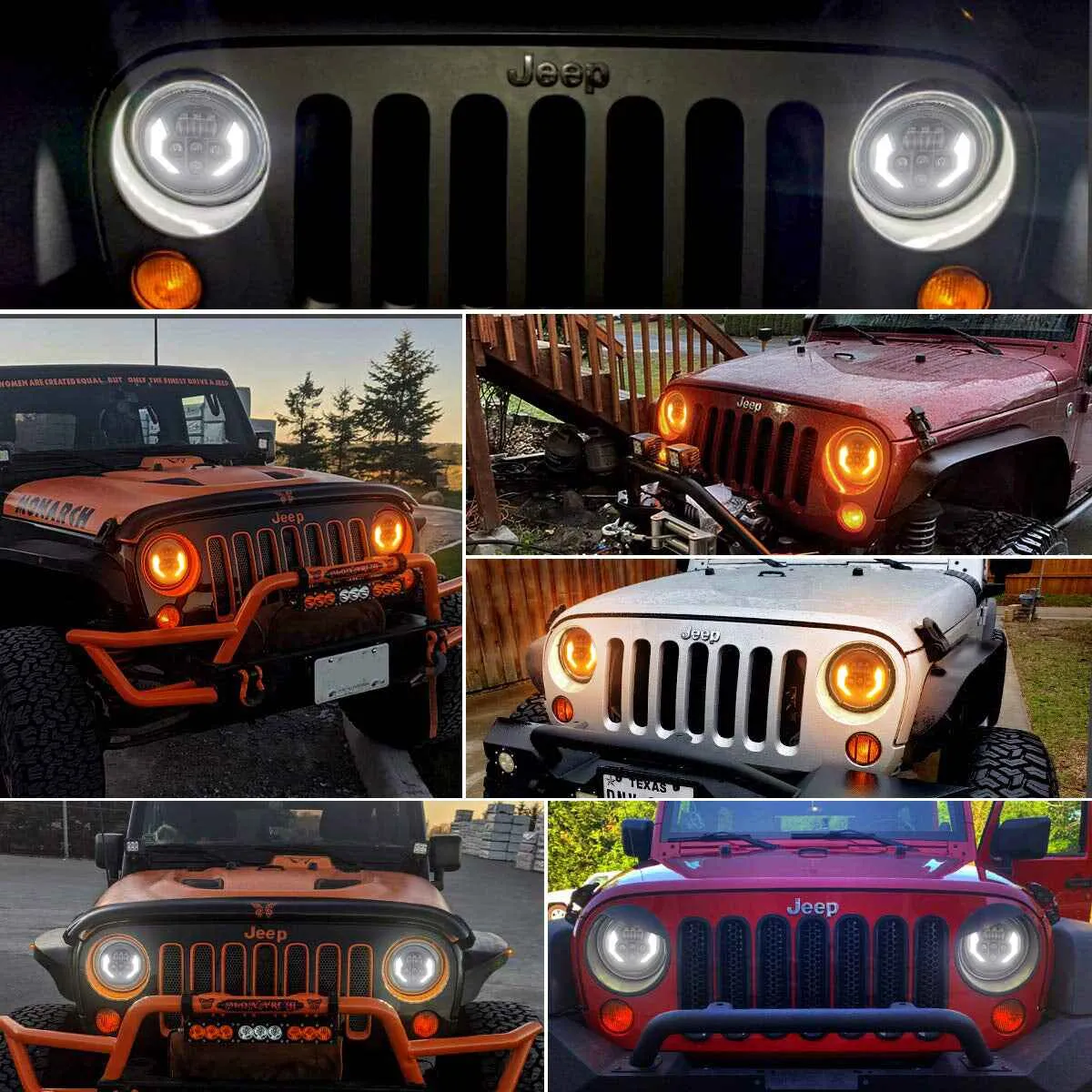 7'' LED Headlights with DRL & Turn Signals for 1997-Later Jeep Wrangler | Lightning Style product image