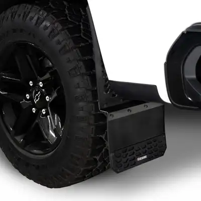 Putco 2017-2022 Ford Super Duty Dually - Fits Rear - Set of 2 Mud Flaps Mud Skins - High-Density Polyethylene Featuring Hex Shield Pattern Made in USA