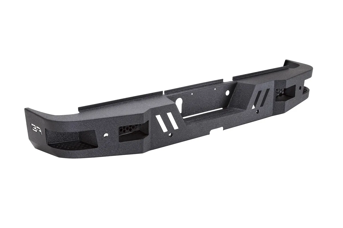 ECO-Series Rear Bumper; w/Dual Cube Light Pockets; 1/8 in. Steel Plate; Textured Black; product image