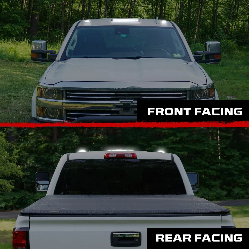 Gmc Chevy 15-19 3rd Gen Body Style Heavy-Duty 3-Piece Set Smoked Cab Roof Light Lens With 2-Way Forward Rear Facing White Ultra High-Power Leds - Plug-N-Play Installation Replaces OEM Installed Cab Roof Lights product image