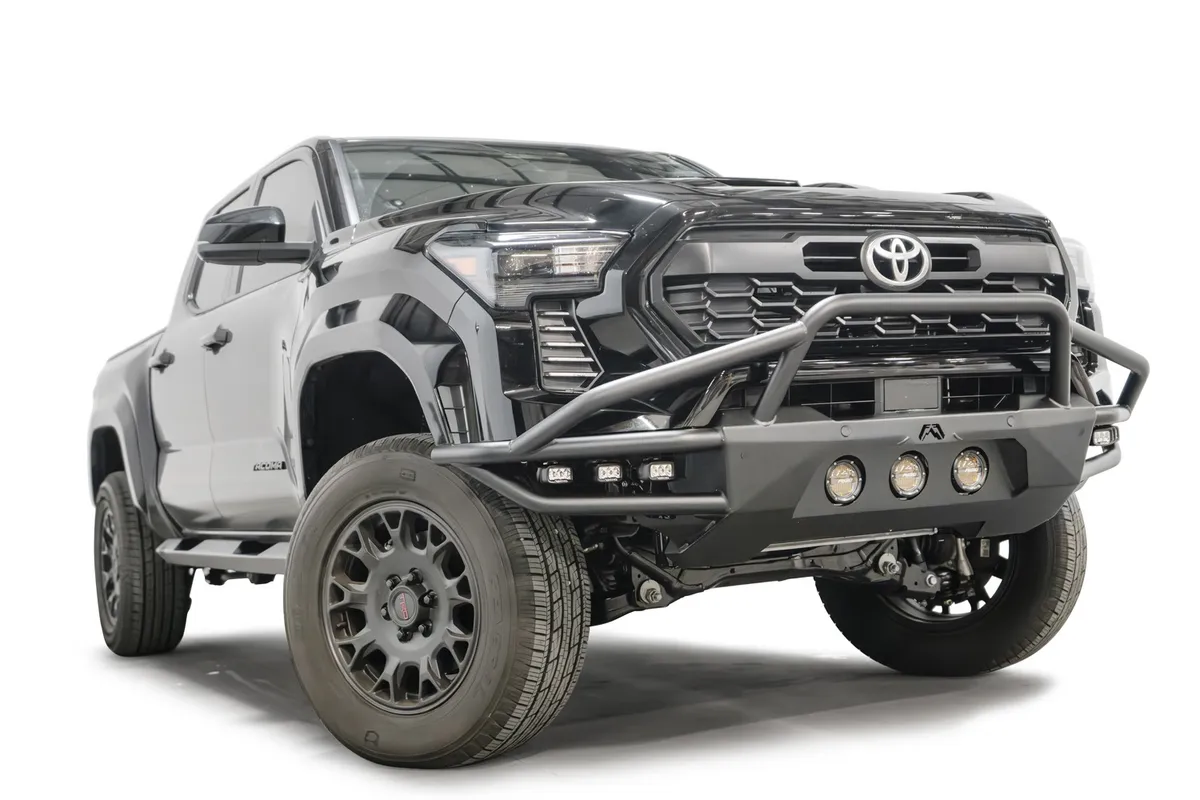 Hybrid Front Bumper; 2 Stage Matte Black Powder Coated; w/Pre-Runner Guard; Non-Winch; product image