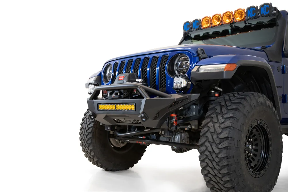 18c Wrangler Stealth Fighter Front Bumper W/D Ring & Winch Mount Universal 20in Mounts Black product image