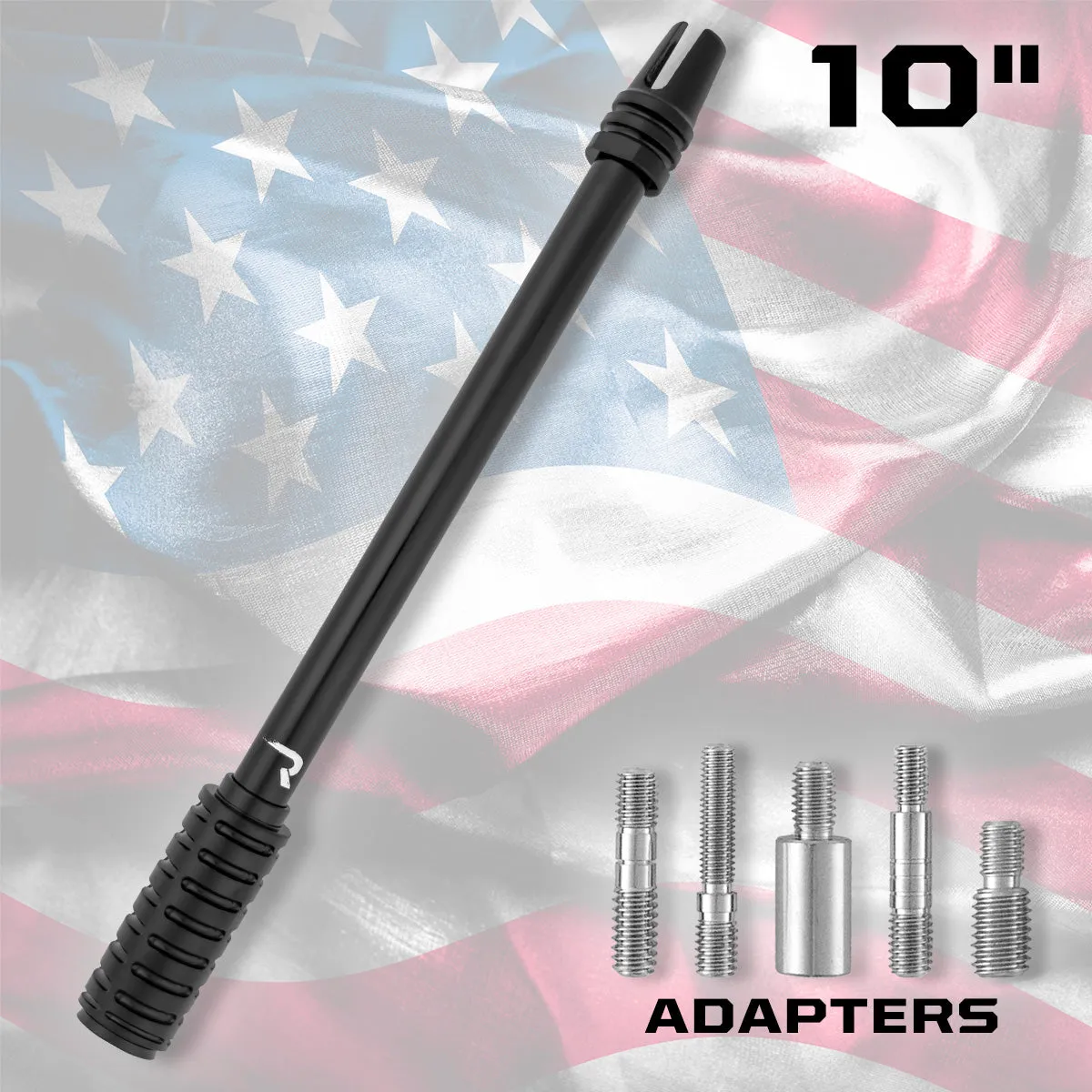 AR-15 Rifle Barrel 10" Aluminum Truck Antenna with 3-Pronged Threaded Flash Hider Barrel Tip (Antenna Fits OEM Factory Threaded Antenna Base) Multiple Colors product image