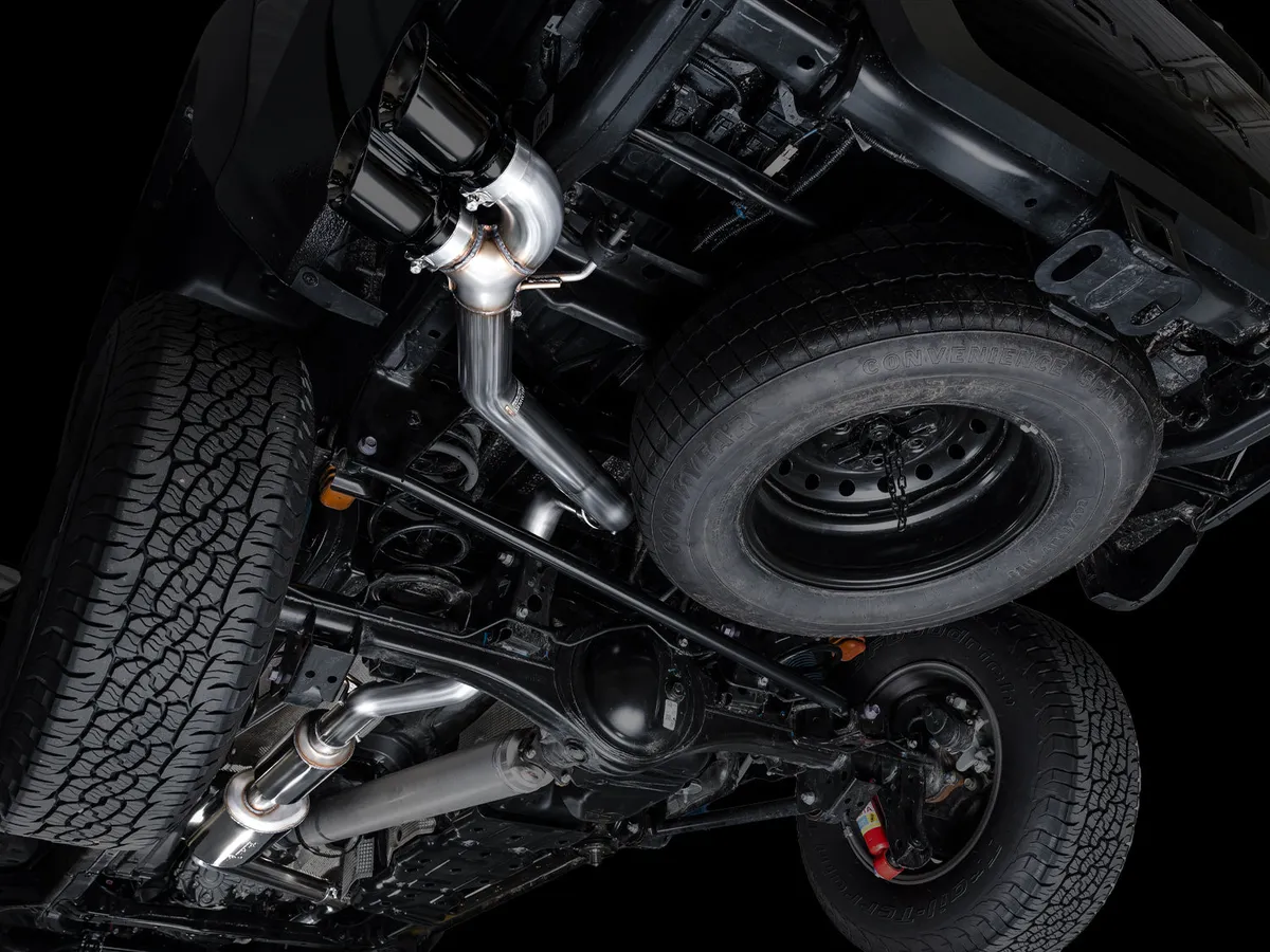 AWE 0FG Exhaust for 4th Gen Toyota Tacoma - Dual Chrome Silver Tips product image