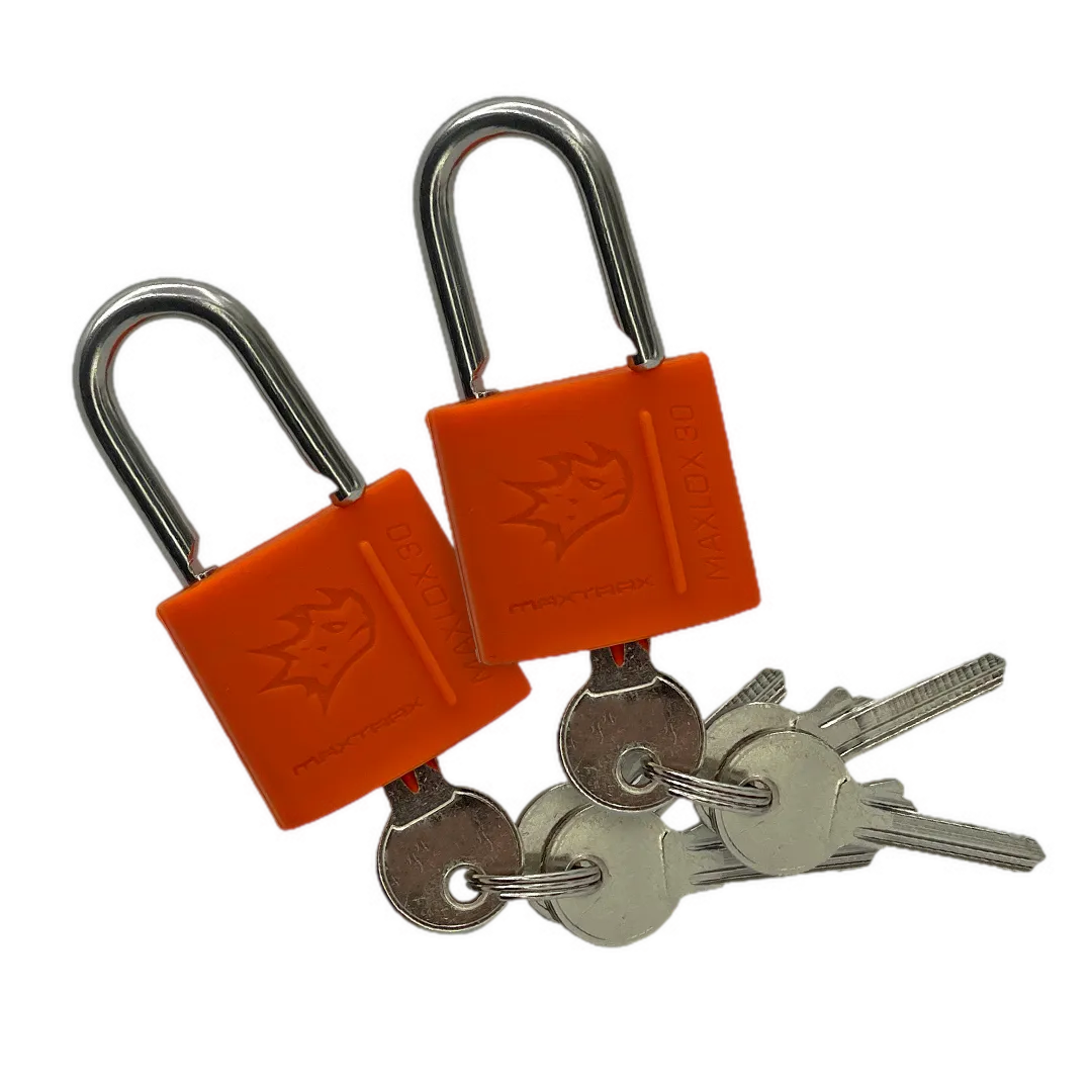 MAXTRAX Maxtrax Maxlox 30mm Heavy Duty Stainless Steel Padlock With Silicone Cover Dual Pack