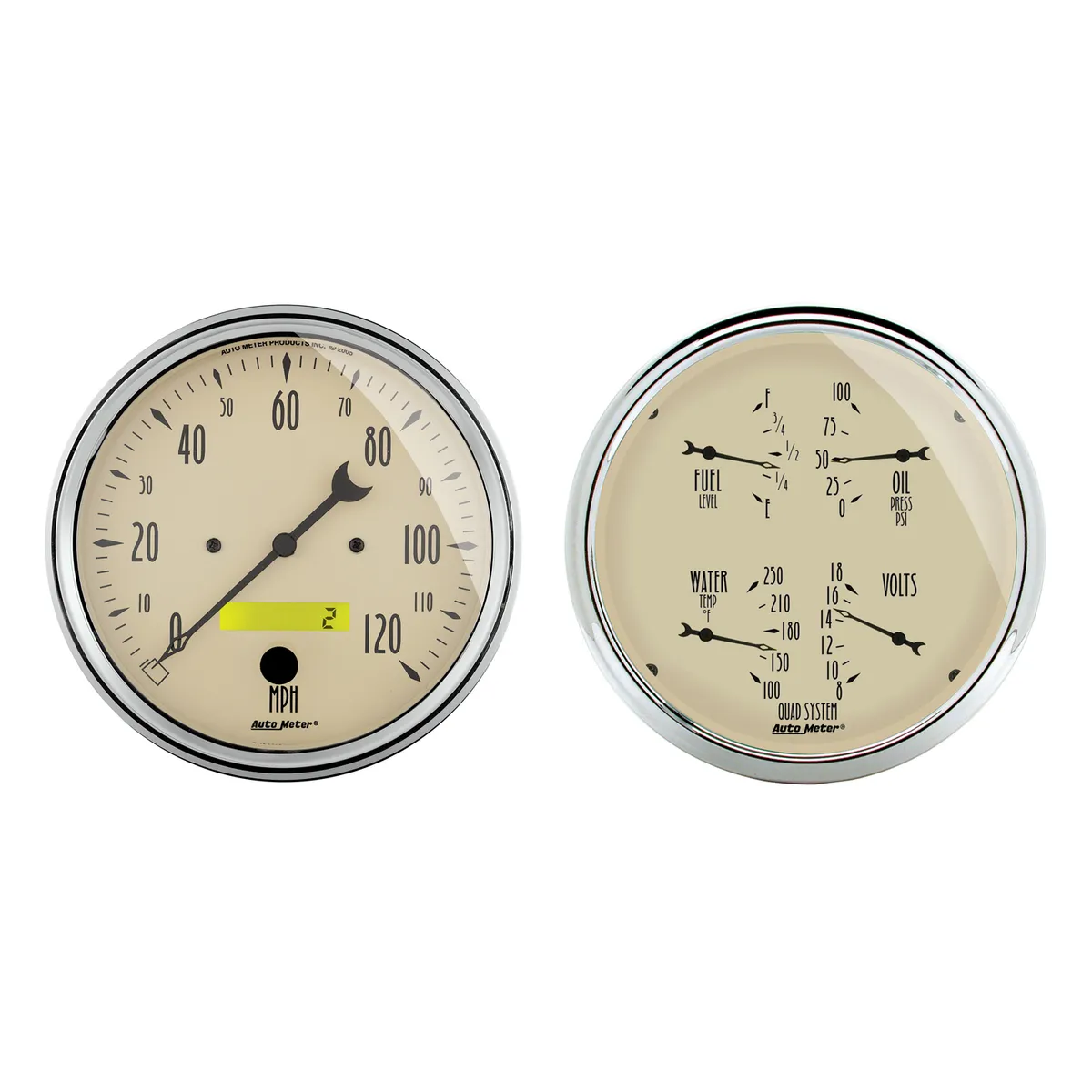 2 Pc. Gauge Kit, 5 In. Quad & Speedometer, 240-33 o, Antique Beige product image