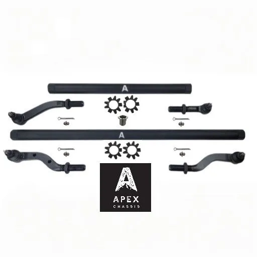 Apex Chassis 2.5 Ton Tie Rod and Drag Link Assembly - Black Aluminum 18-25 Jeep Wrangler JL / Gladiator JT product image