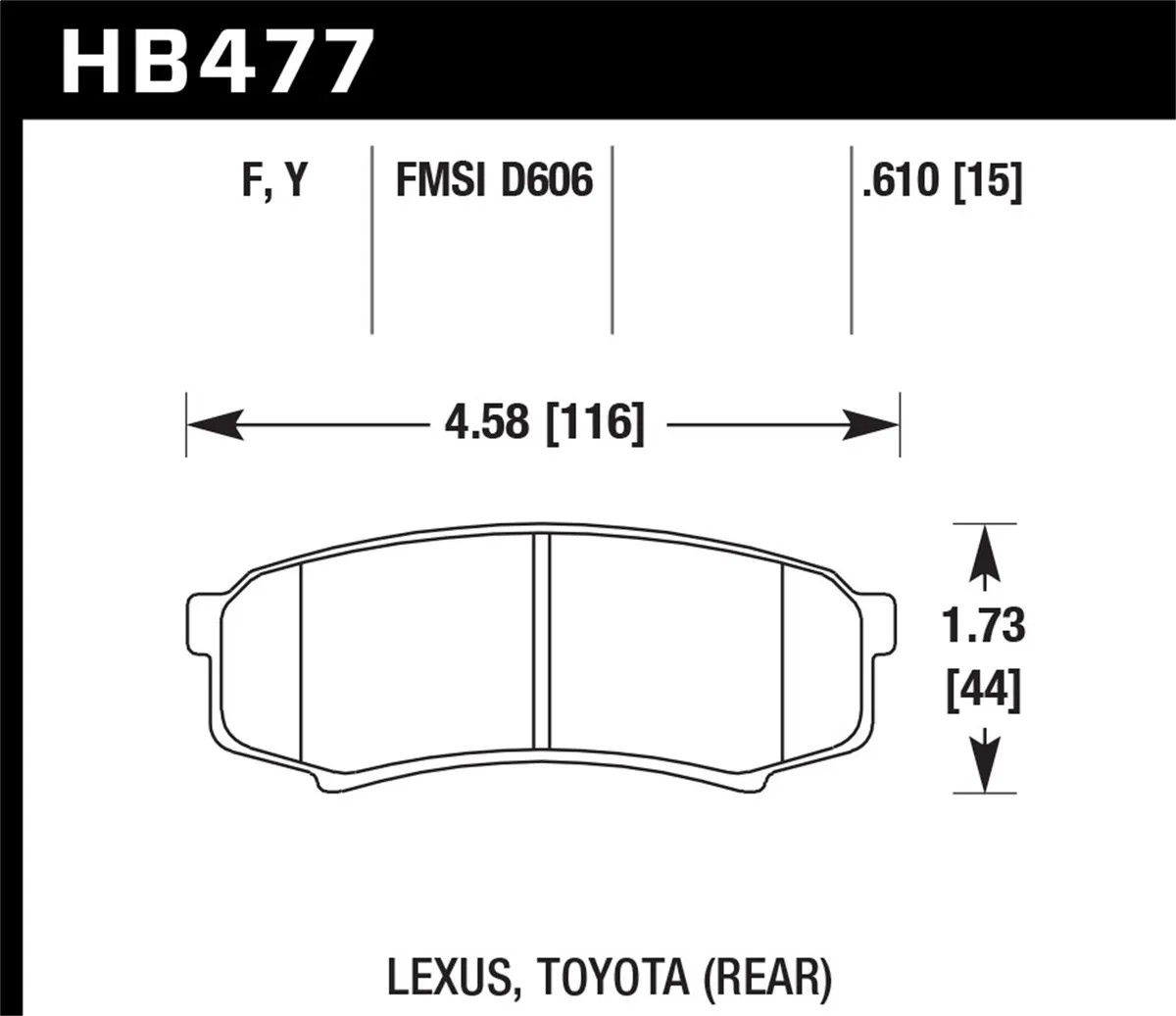 HPS Disc Brake Pad; 0.610 Thickness; product image