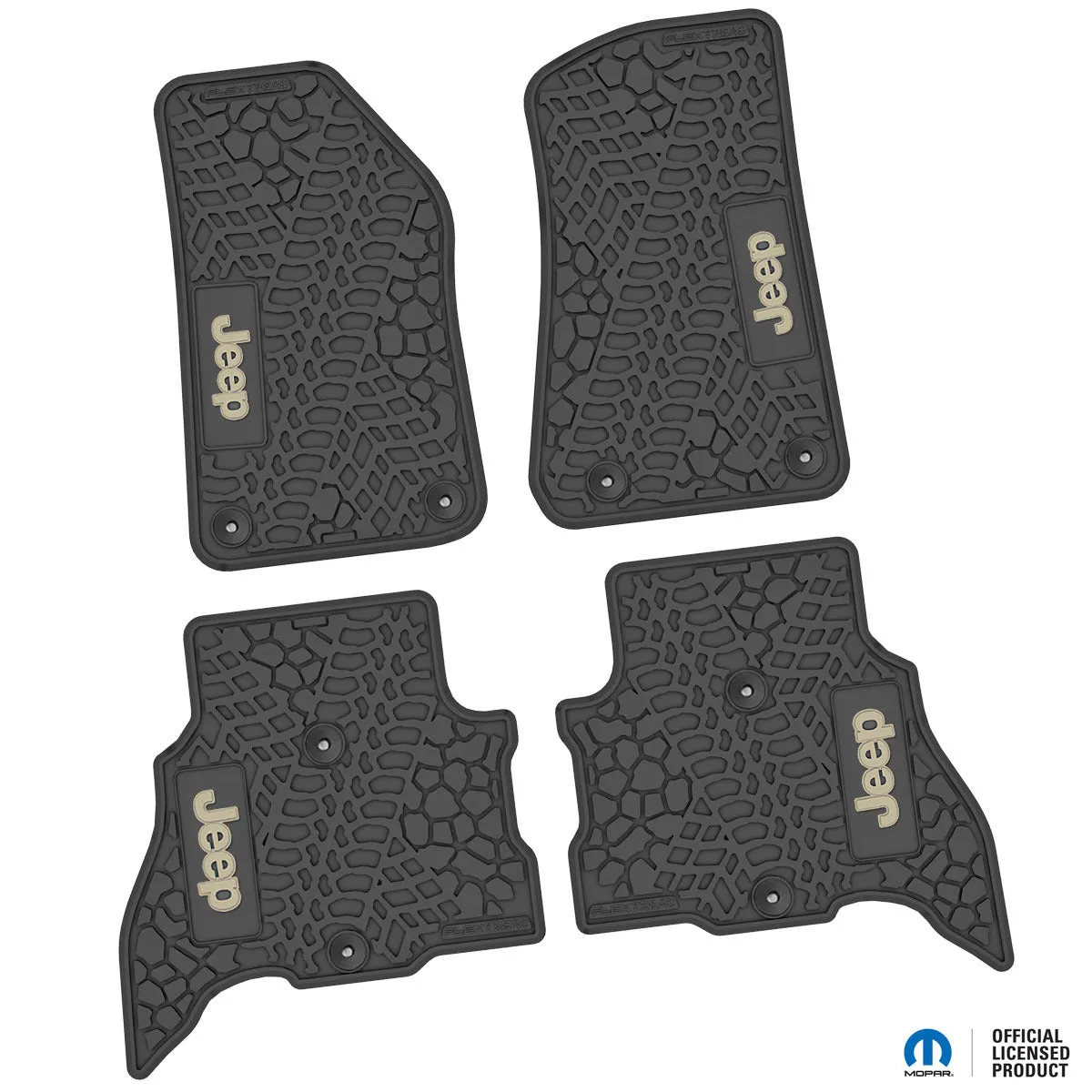 21-24 Jeep 4xe Front and RearTire Tread/Scorched Earth Scene w/ JEEP Insert - Black w/ Tan Insert product image
