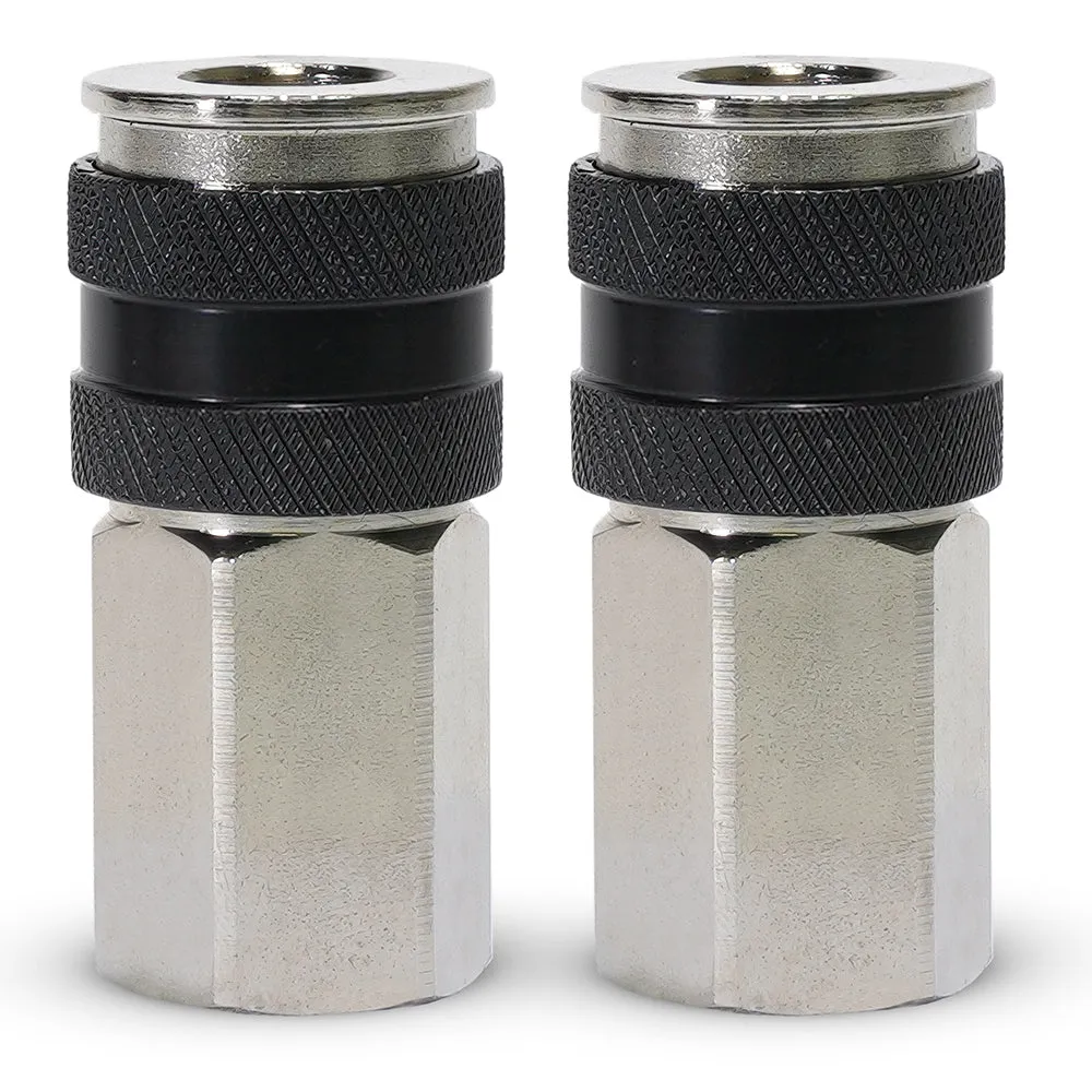 "3/8"" NPT - (M) Automatic Coupler - Steel / Nickel Plated w/ black sleeve & No Logo-10pc" product image