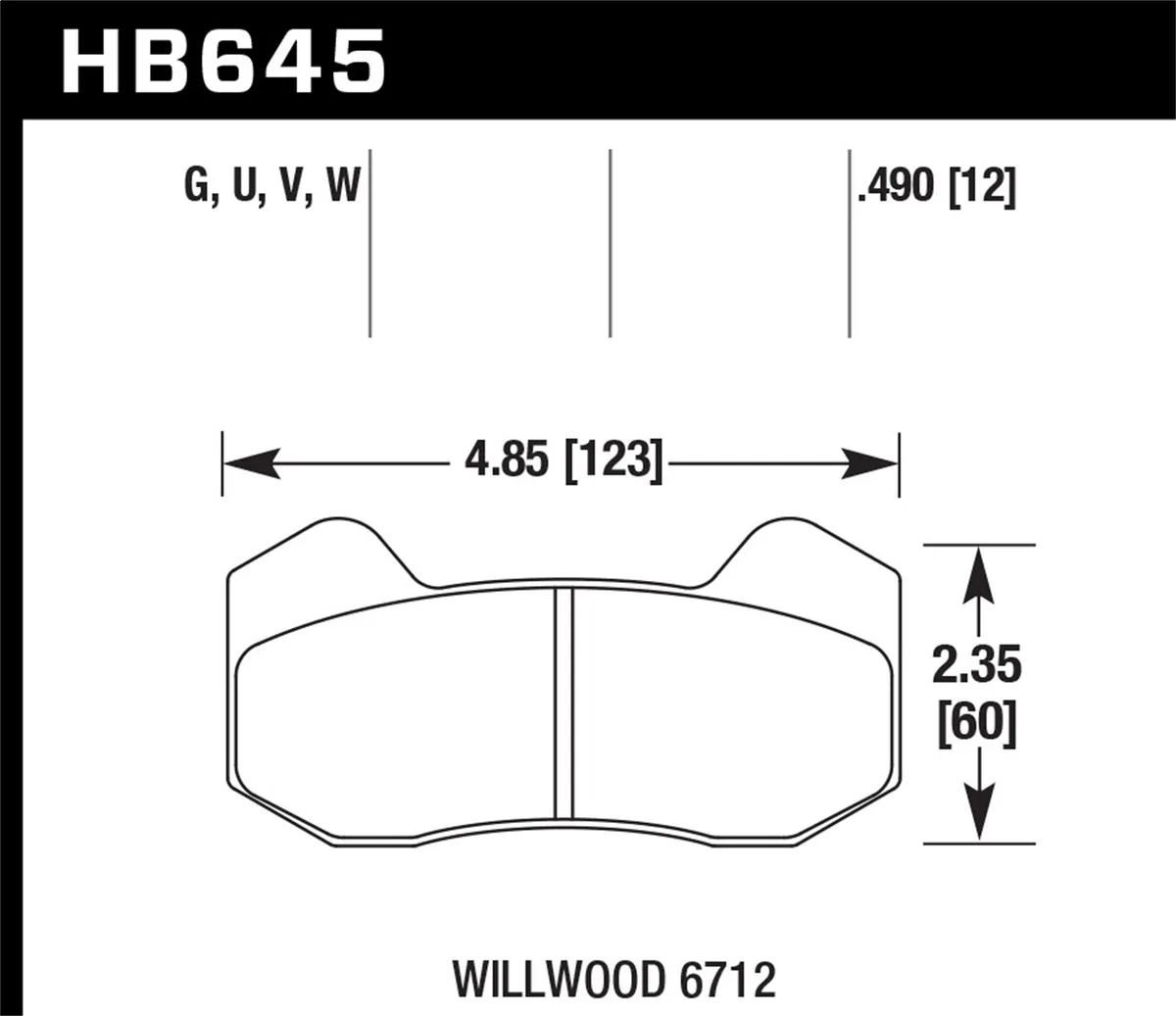DTC-30 Disc Brake Pad; 0.490 Thickness; Fits Wilwood 6712; product image