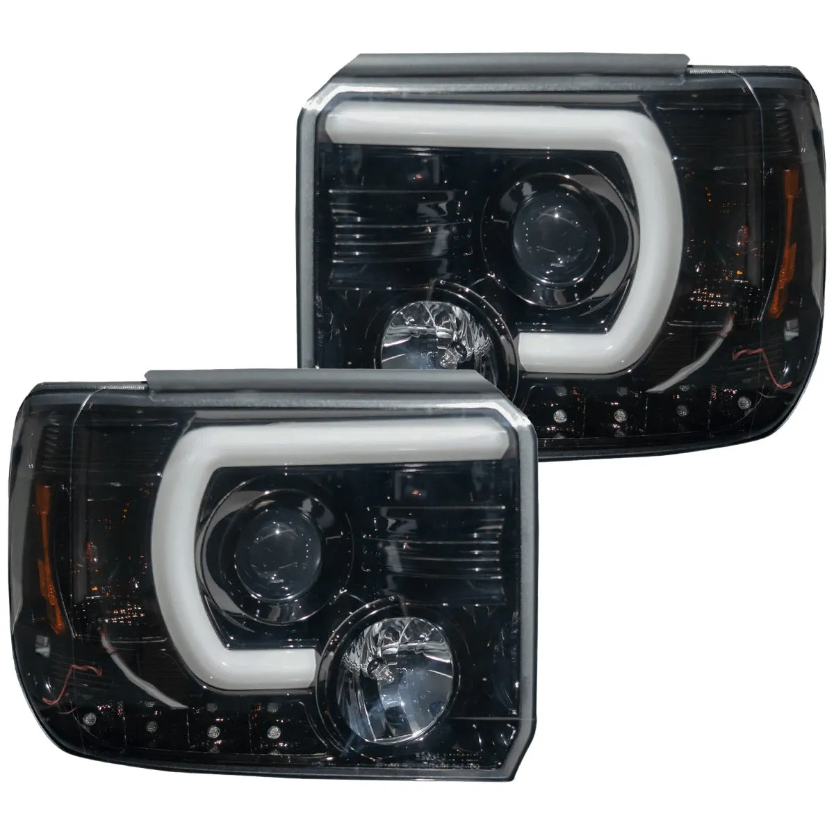 Gmc Sierra 3500 15-19 Dually Projector Headlights w Oled Amber Drls & Scanning Oled Amber Turn Signals in Smoked/Black product image