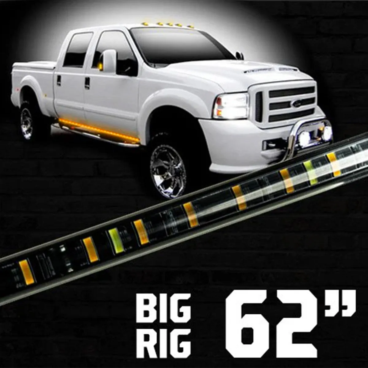 62inch Big Rig LED Running Light Kit in Amber - 2 Piece Set Includes Left And Right Side Fits All Extended And Quad Cab product image