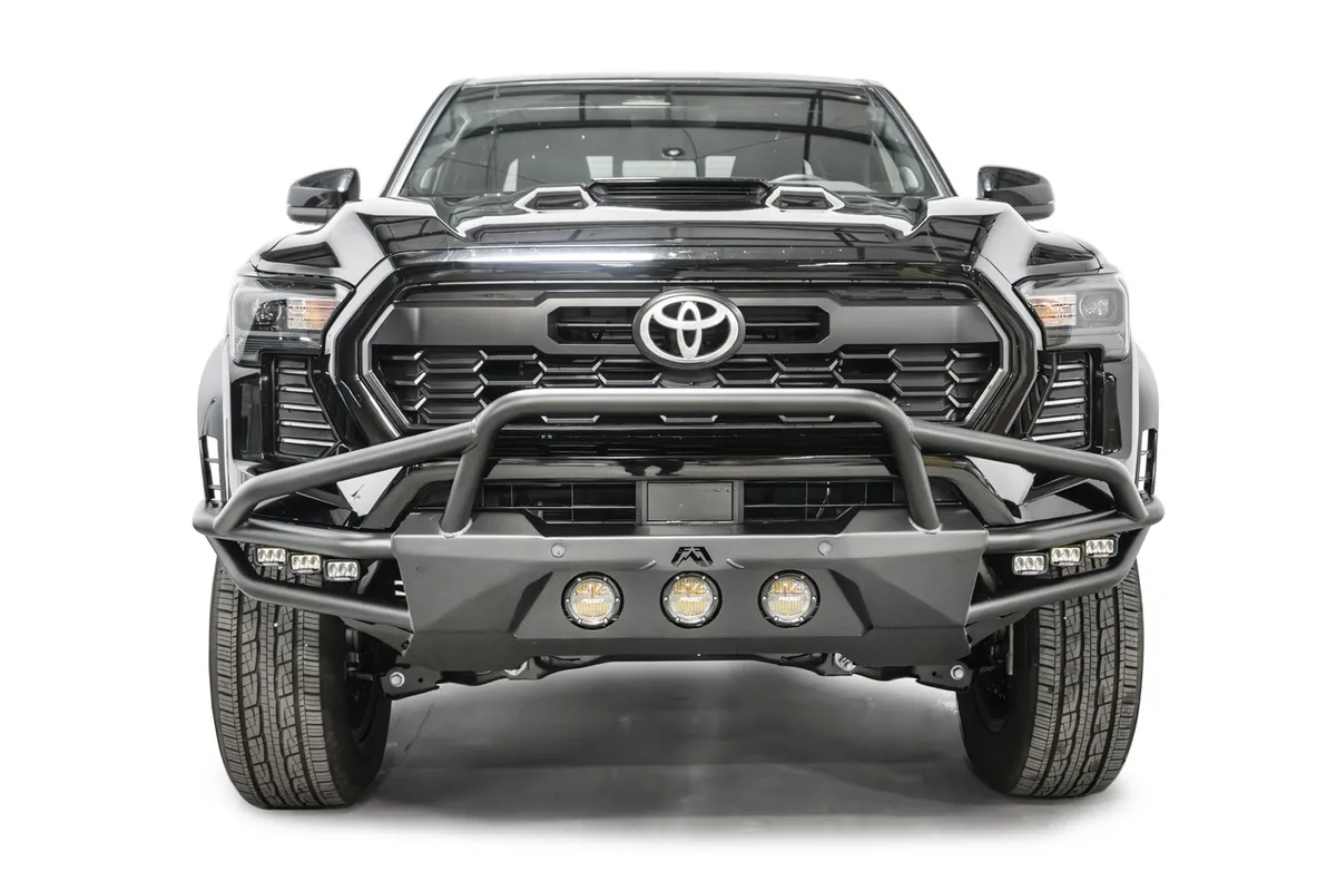 Hybrid Front Bumper; 2 Stage Matte Black Powder Coated; w/Pre-Runner Guard; Non-Winch; product image