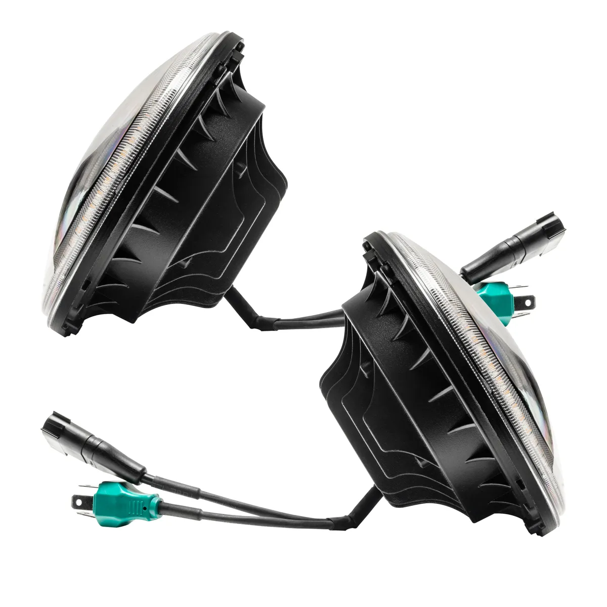 2007-2018 Jeep Wrangler JK Switchback LED Halo Headlights- DRL and Turn Signal product image