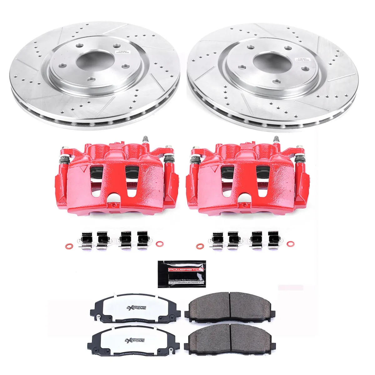 Z36 Truck/Tow Upgrade Kit: Drilled/Slotted Rotors; Carbon-Fiber Ceramic Pads; Powder Coated Calipers product image