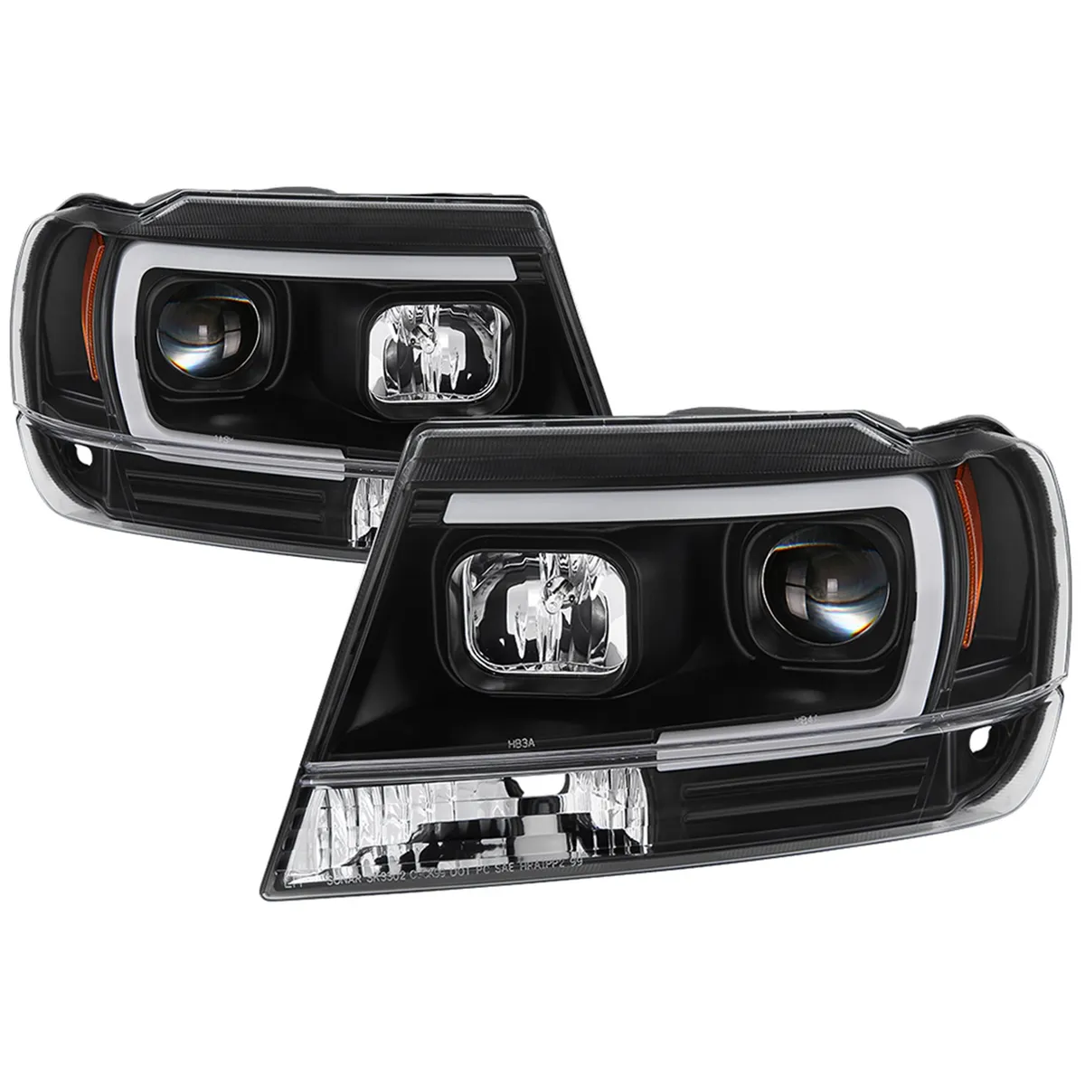 ( Spyder Signature ) Jeep Grand Cherokee 99-04 Version 2 Light Bar Projector Headlights - Black product image