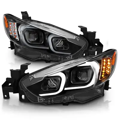 ANZO USA 1416 Mazda 6 Projector Headlights W/Plank Style Design Black Drive/Pass