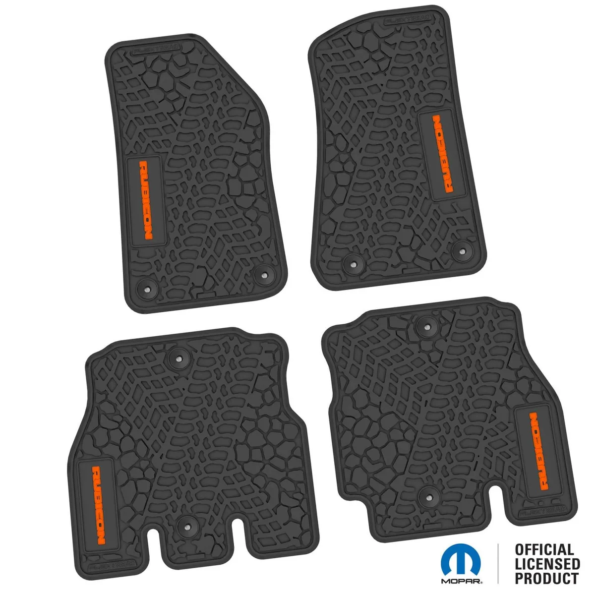 18-24 Jeep JLU 4 Dr Front and Rear -Tire Tread/Scorched Earth Scene w/ Rubicon Insert - Black w/ Orange Insert product image