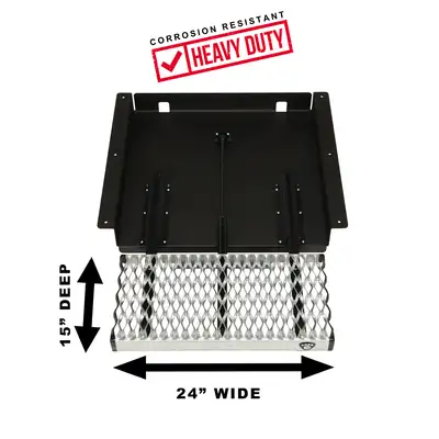 Carr Wts 24in Extra Deep Retractable Step Xp3 Blk Pwdr Coat/Galvanized Nonslip Grip Strut