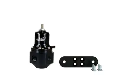 AEM Electronics AEM Universal Adjustable Fuel Pressure Regulator for Inlet: 2 x -6AN (9/16-18) Outlet: -6AN - Gauge Port: 1/8 in. NPT - Black