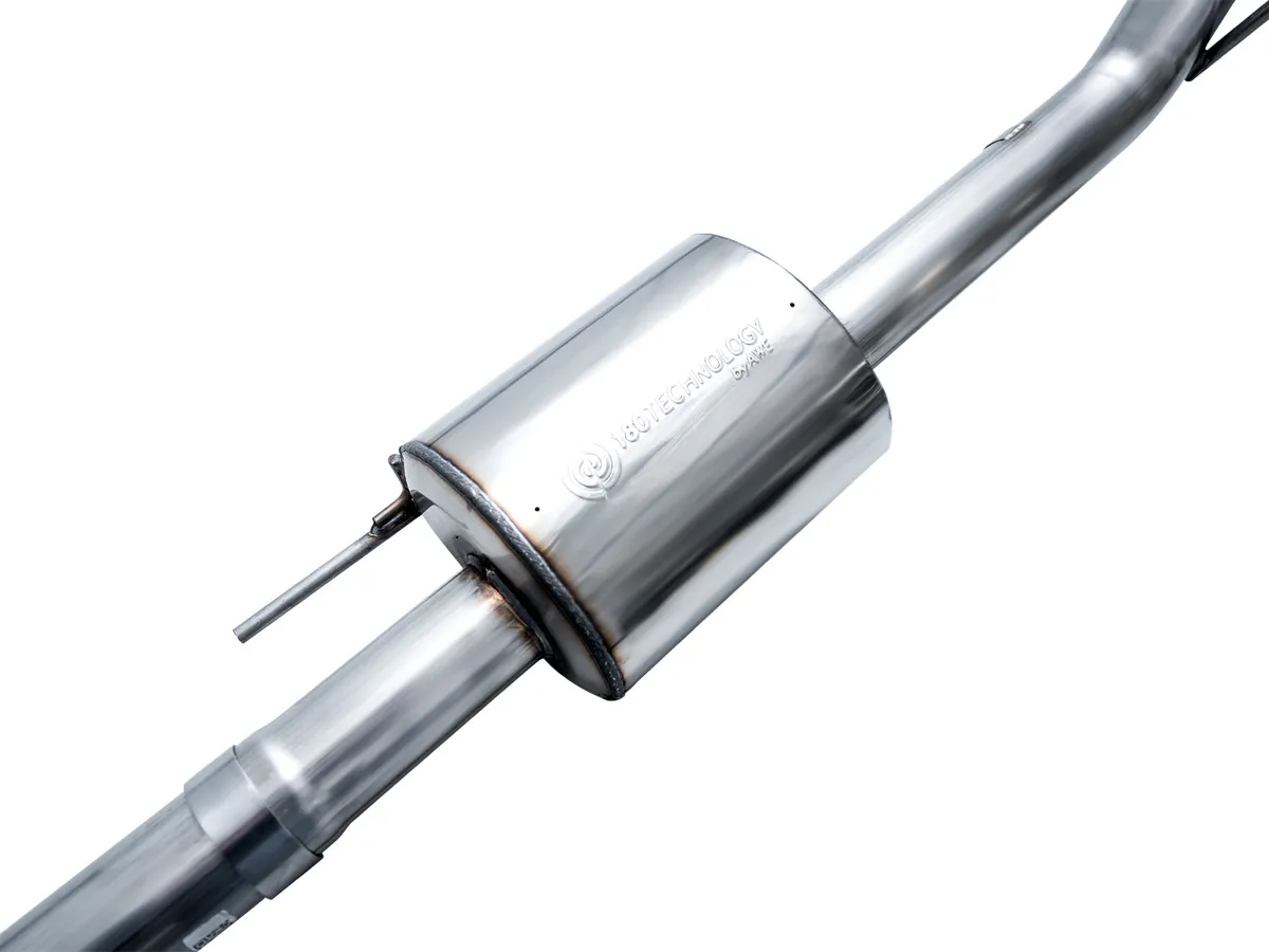 AWE 0FG Resonated Catback for 21 Ford F-150 Tremor (With Bumper Cutouts) - Chrome Silver Tips 3015-32402 product image