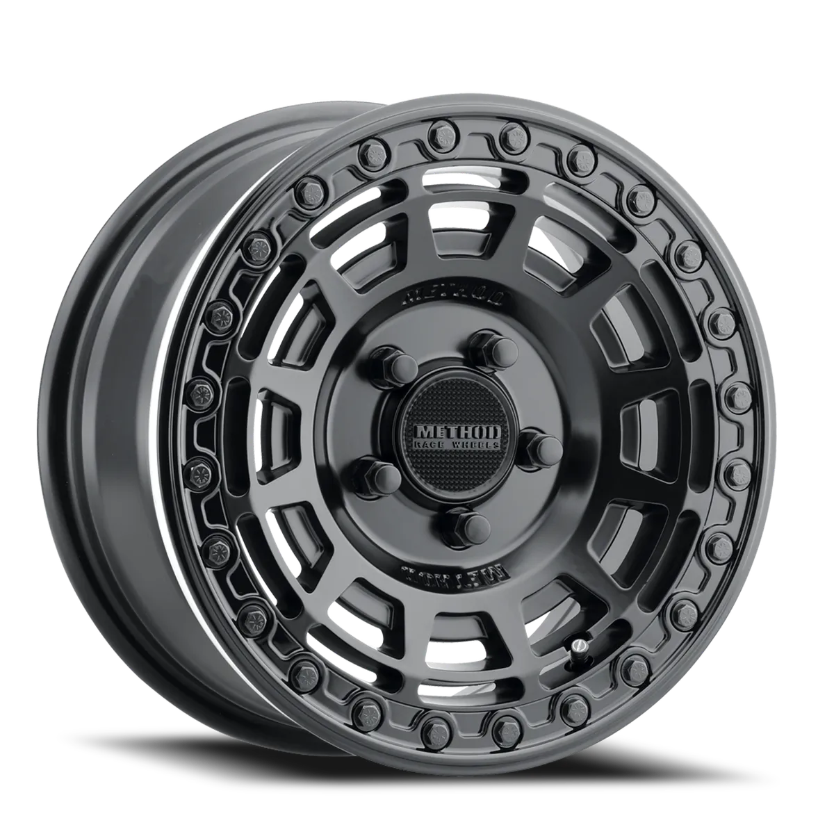 Aluminum Wheels 15x10 MR415 Beadlock UTV Bolt Pattern 5 On 114.3 Offset 25 Lip Size 2.09 Matte Black MB Gloss Black Ring Method product image