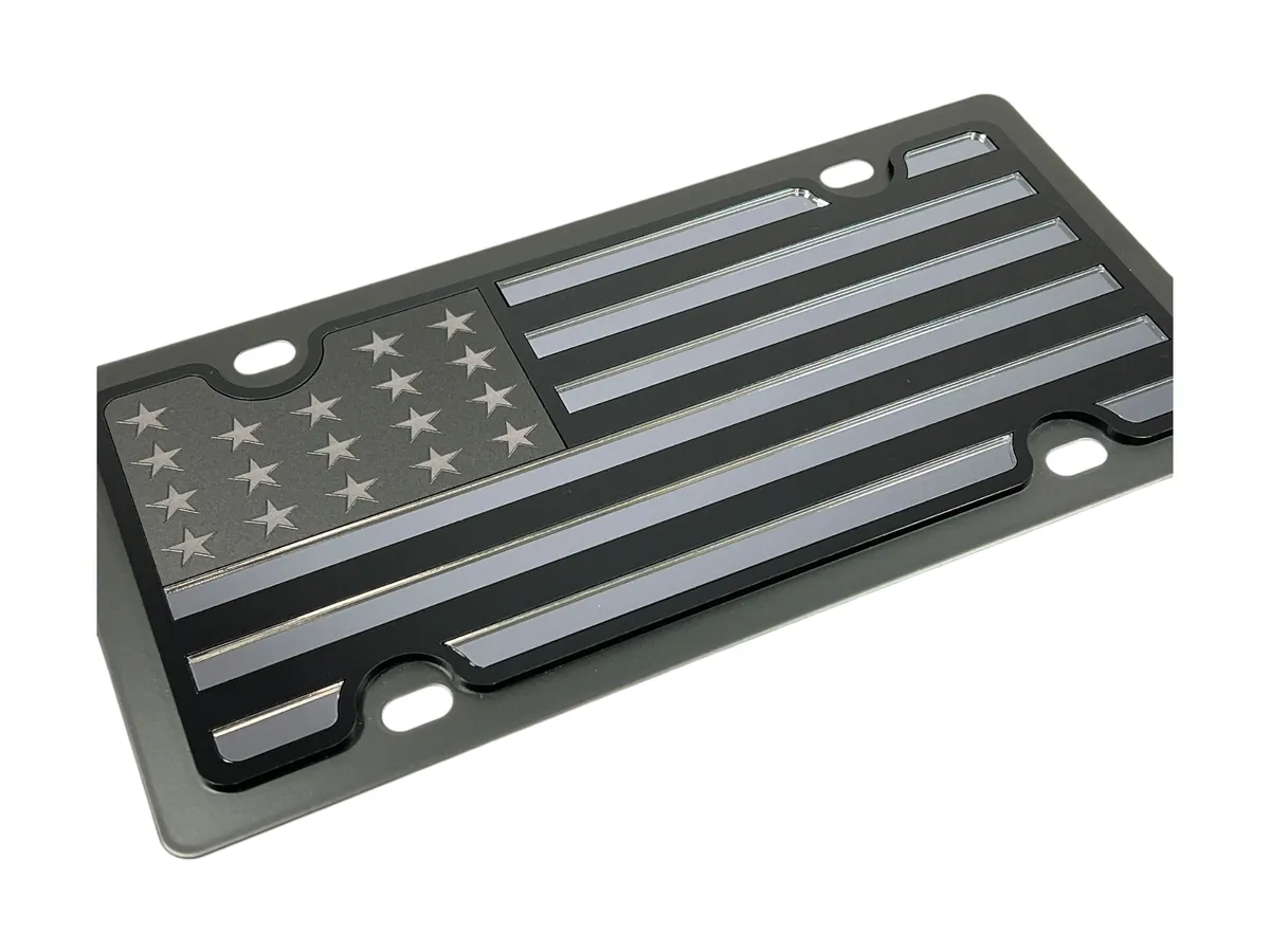 Carbon Steel Plate Blacked Out USA Flag Black Opaque/Matte Black/Black Mir product image