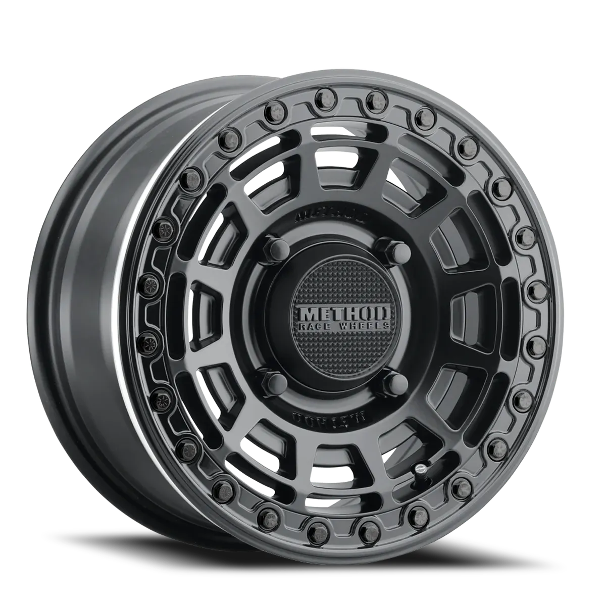 Aluminum Wheels 15x7 MR415 Beadlock UTV Bolt Pattern 4 On 156 Offset 38 Lip Size 0 Matte Black MB Gloss Black Ring Method product image