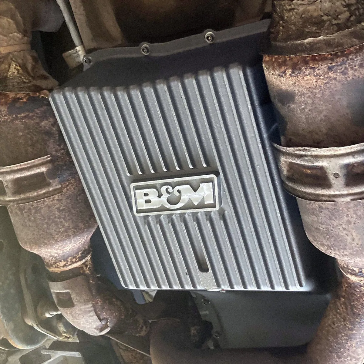 '11-21 Ford F250/F350 B&M HI-TEK Deep Transmission Pan - Natural product image