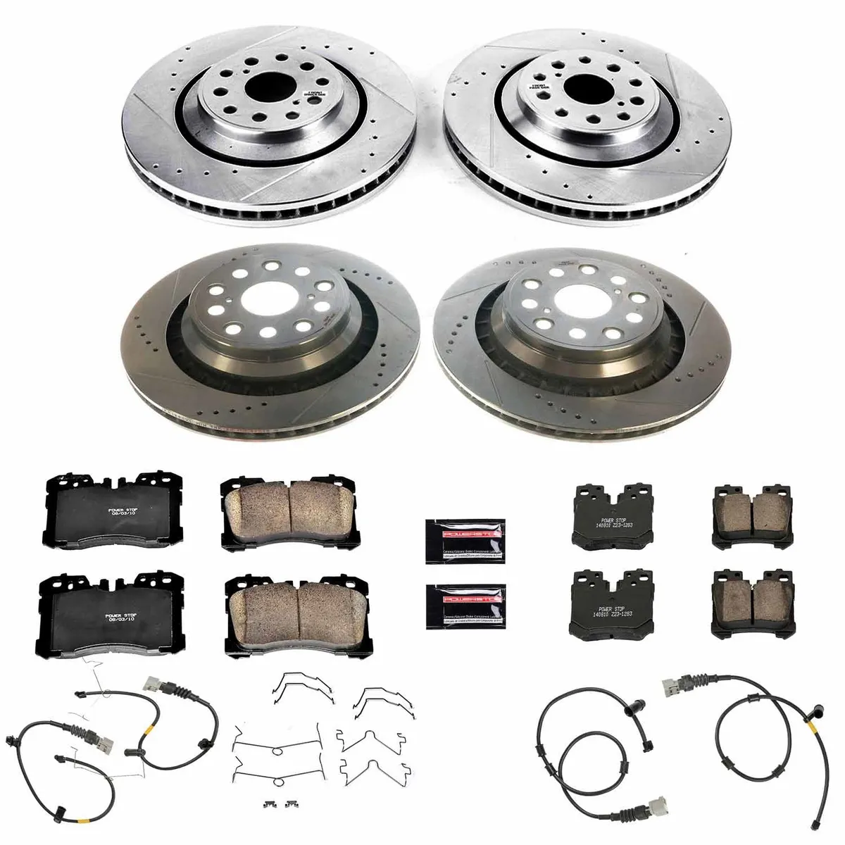 Z23 Evolution Sport Upgrade Kit: Drilled/Slotted Rotors; Carbon-Fiber Ceramic Pads W/Hardware; Pad Sensors product image