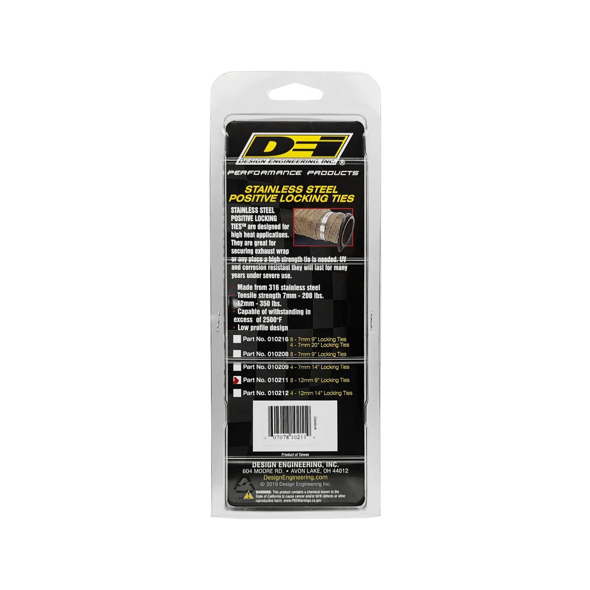 DEI 10211 Stainless-Steel Positive Locking Ties 12mm x 9 (8-Pack) 010211 product image