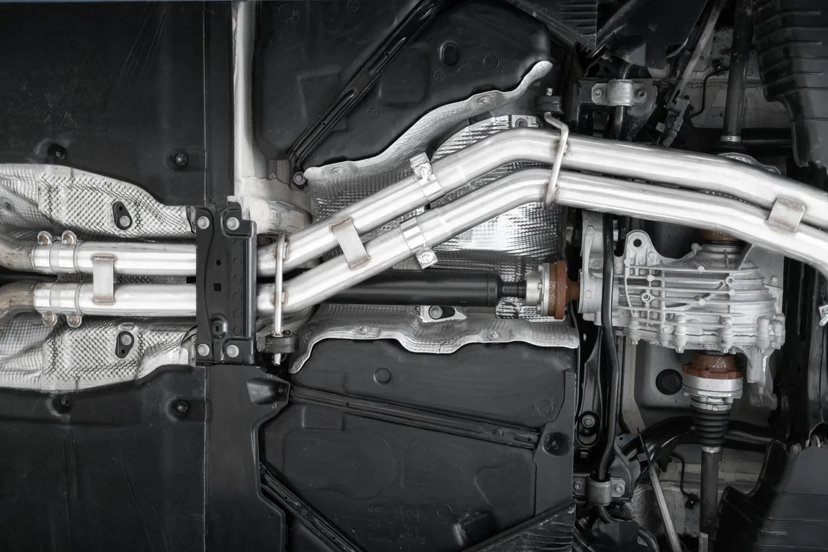 T304 Stainless Steel 2.5 Inch Resonator Back Dual Rear Quad Carbon Fiber Tips 18-Up Audi S5 Coupe/S4 Sedan MBRP product image