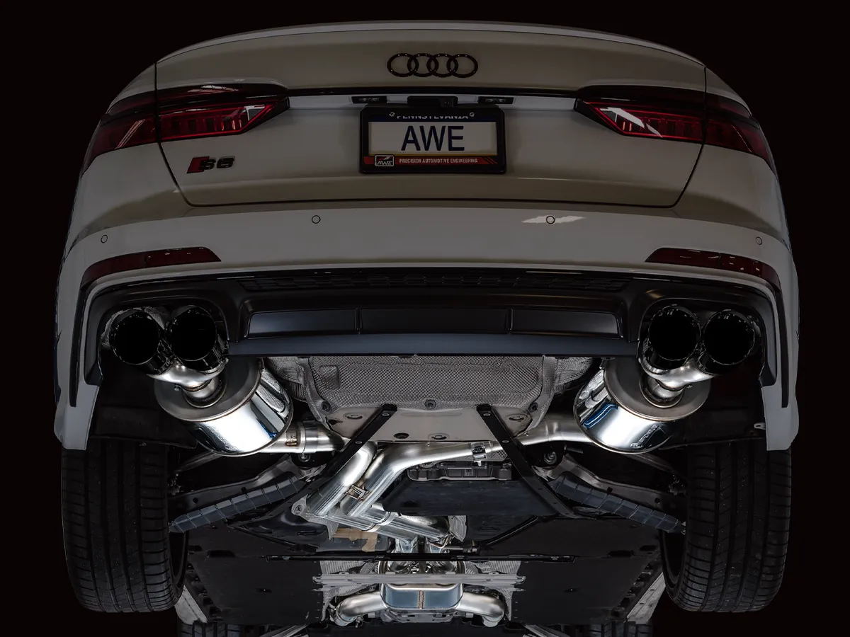 AWE Track Edition Exhaust for Audi C8 S6/S7 - Diamond Black Tips product image