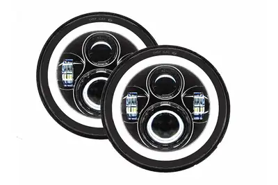 Quake LED Quake LED - Qte959 - Jeep Jk/Cj/Tj 7 Inch Headlights W/White DRL Halo And Amber Turn Signals