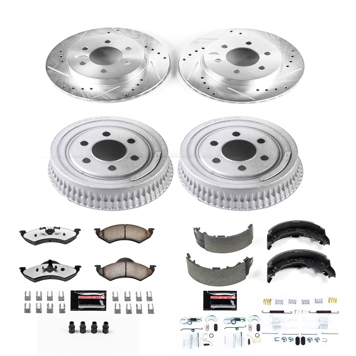 Z36 Truck/Tow Upgrade Kit: Drilled/Slotted Rotors; Carbon-Fiber Ceramic Pads W/Hardware; Coated Drums; Shoes W/Hold Down And Adjuster Kit product image
