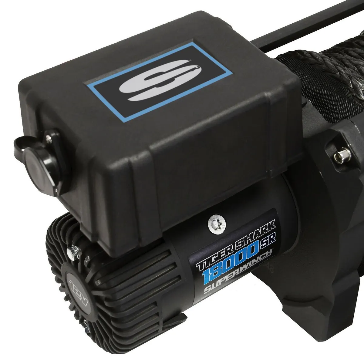 Tiger Shark 18000SR 18000lb 12V DC Winch with Synthetic Rope Black - 1518001 product image