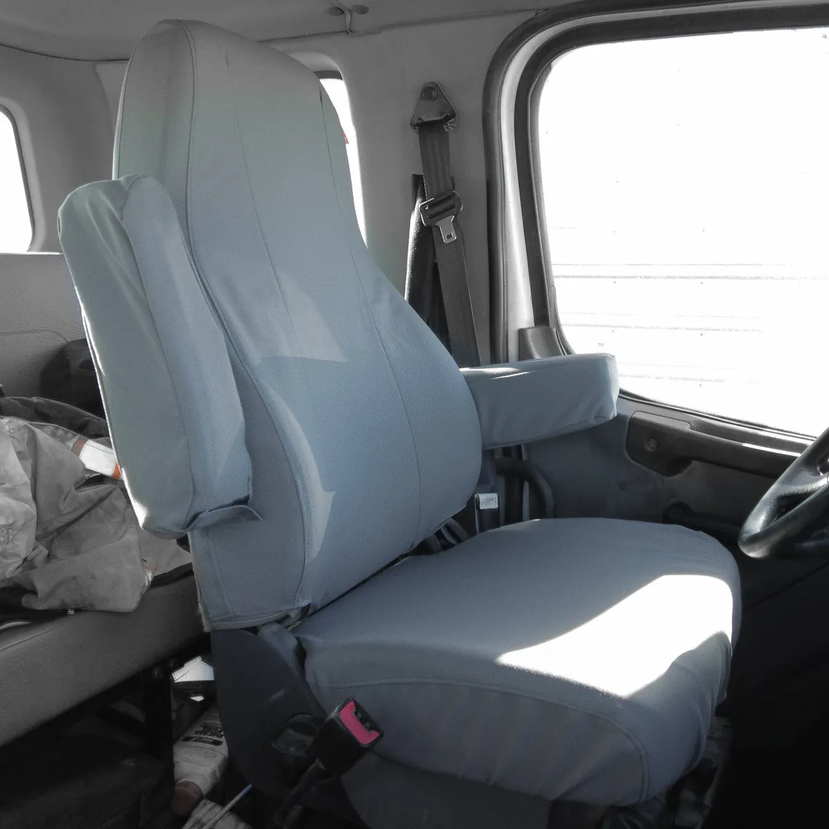 National Captain High Back Air Ride Bucket Dual Armrest Cover Ironweave Gray product image