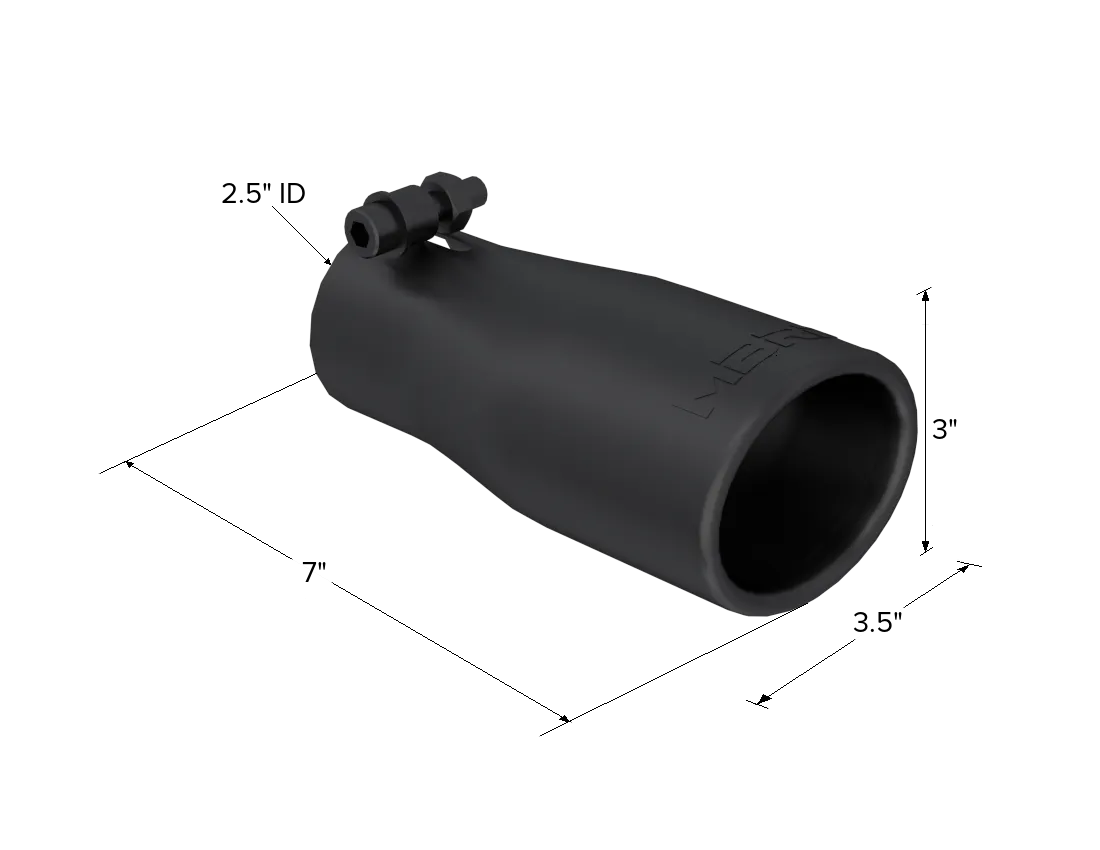 Armor BLK Exhaust Tip; 2.5 in. Inlet Diameter; 3.75 in. Outlet Diameter; 7 1/16 in. Length; Oval; T304 Stainless Steel; Black Coated; product image