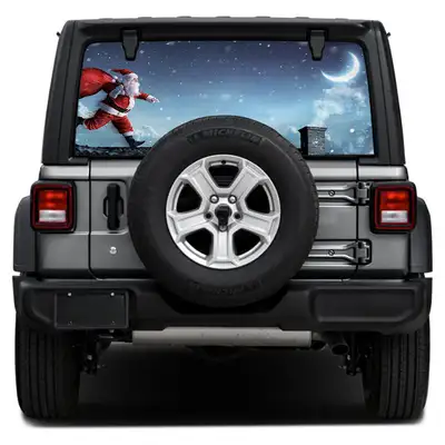 Under The Sun Inserts Santa on a Roof Rear Window Decal