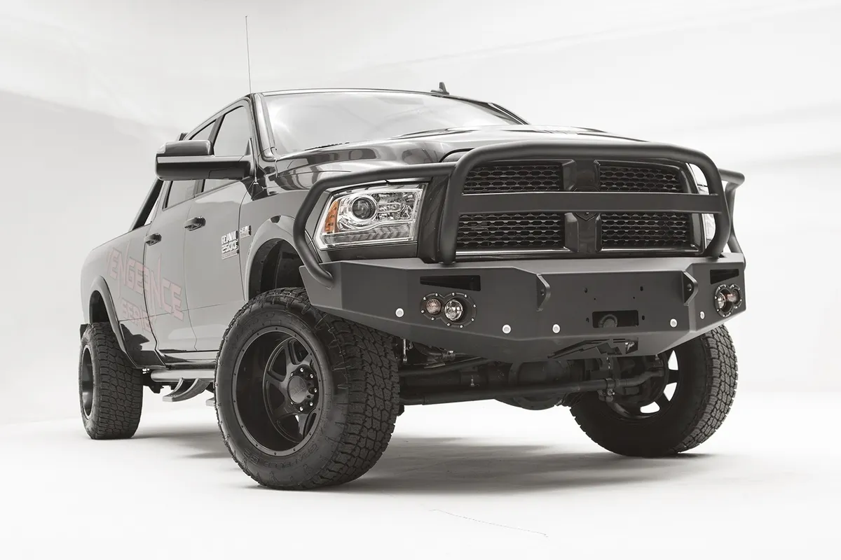 Premium Winch Front Bumper; 2 Stage Black Powder Coated; w/Full Guard; w/Sensors; product image