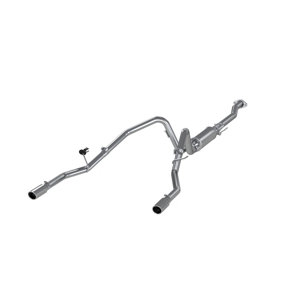 Armor Lite Cat Back Exhaust System; 2.5 in.; Incl. Front Pipe/Ext. Pipe/Muffler/Over Axle Pipe/Tailpipes/Hardware/3.5 in. OD Tips; Dual Split Rear Exit; Aluminized; product image