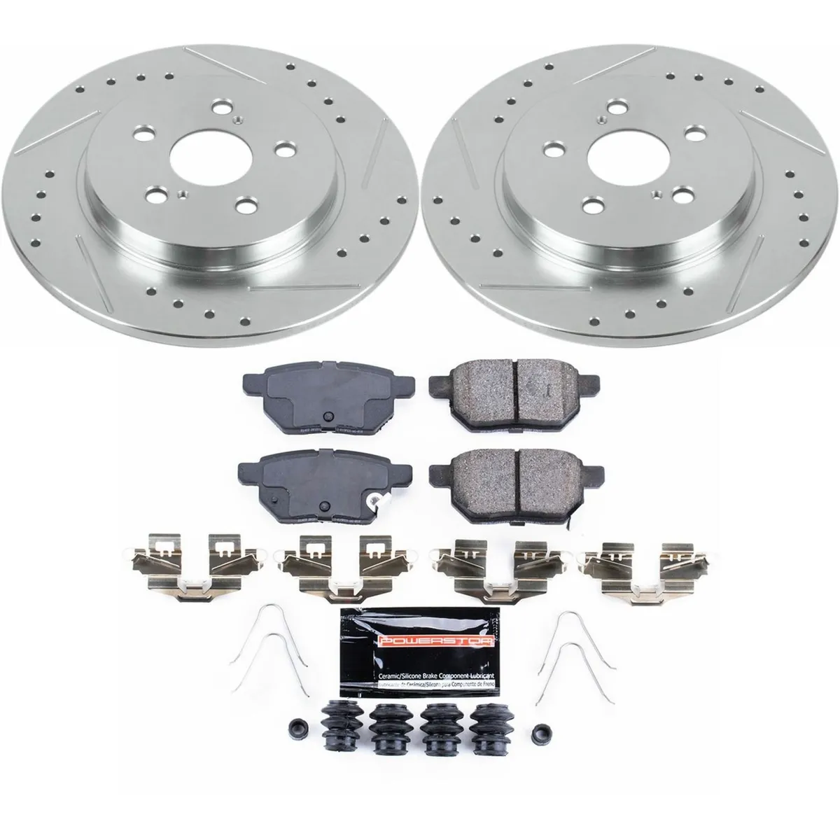 Z23 Evolution Sport Upgrade Kit: Drilled/Slotted Rotors; Carbon-Fiber Ceramic Pads W/Hardware product image