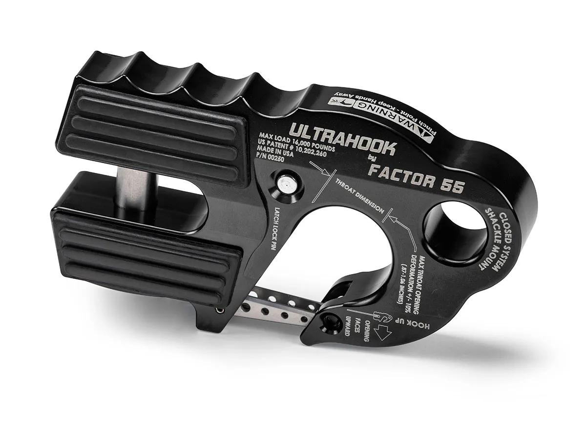 Factor 55 00250-04 Ultrahook Winch Hook With Shackle Mount -- Black product image