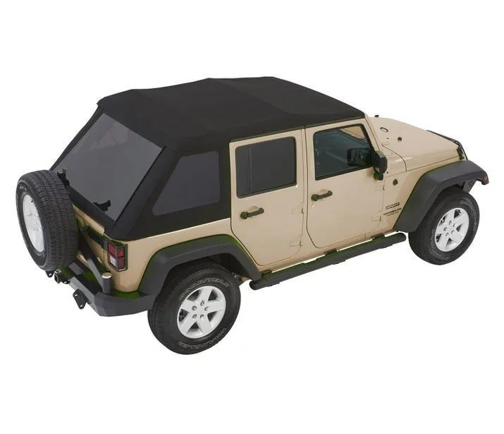 Jeep Wrangler Trektop Glide Slantback Soft Tops For Jeep 2007-2018 Wrangler JK 4 Door Black Premium Twill Bestop product image