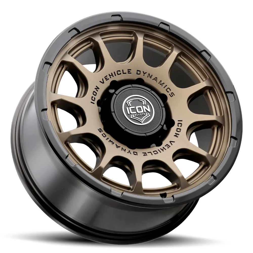 ICON ALLOYS | Rancho | Double Black | Silver Machined/Gloss Black Lip | Satin Bronze / Gloss Black Lip product image