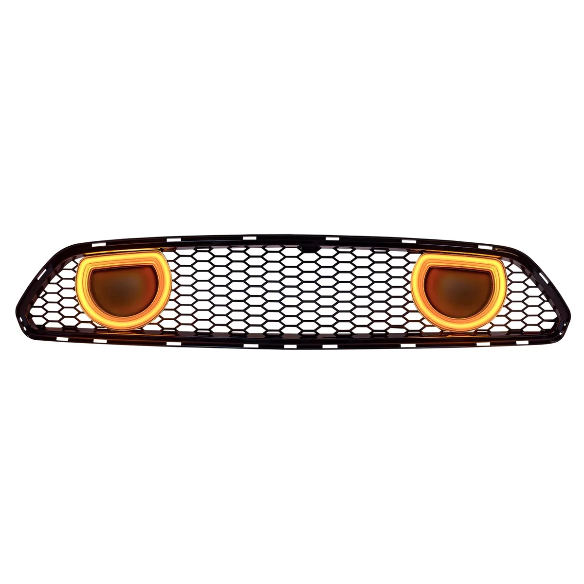 American Modified Amfmca00617 Mach 1 Style Upper Grille With LED DRL And Turn Signal - Glossy Black product image