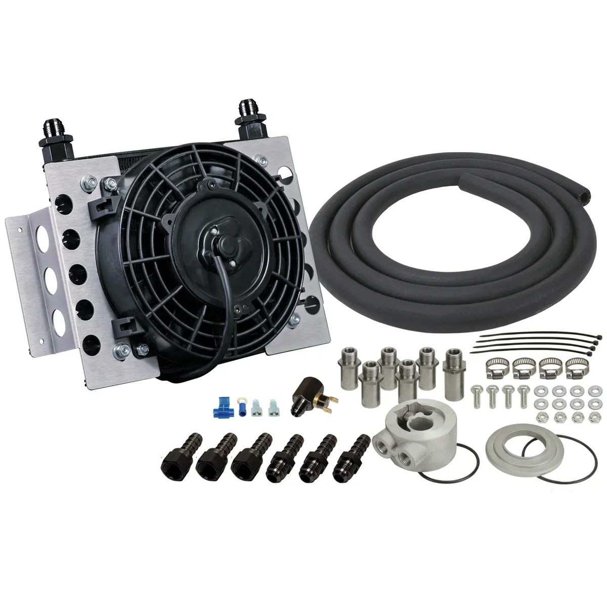 Derale 15450 15 Row Atomic Cool Plate & Fin Remote Engine Oil Cooler Kit, -8AN product image